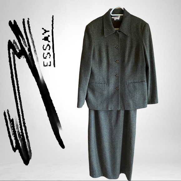 ESSAY Vintage Tweed Wool Sports Blazer Green - Picture 12 of 14